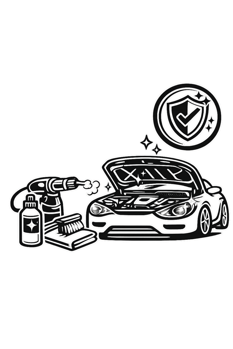 Engine bay detailing icon showing under hood cleaning and protection service in Lake Nona, FL