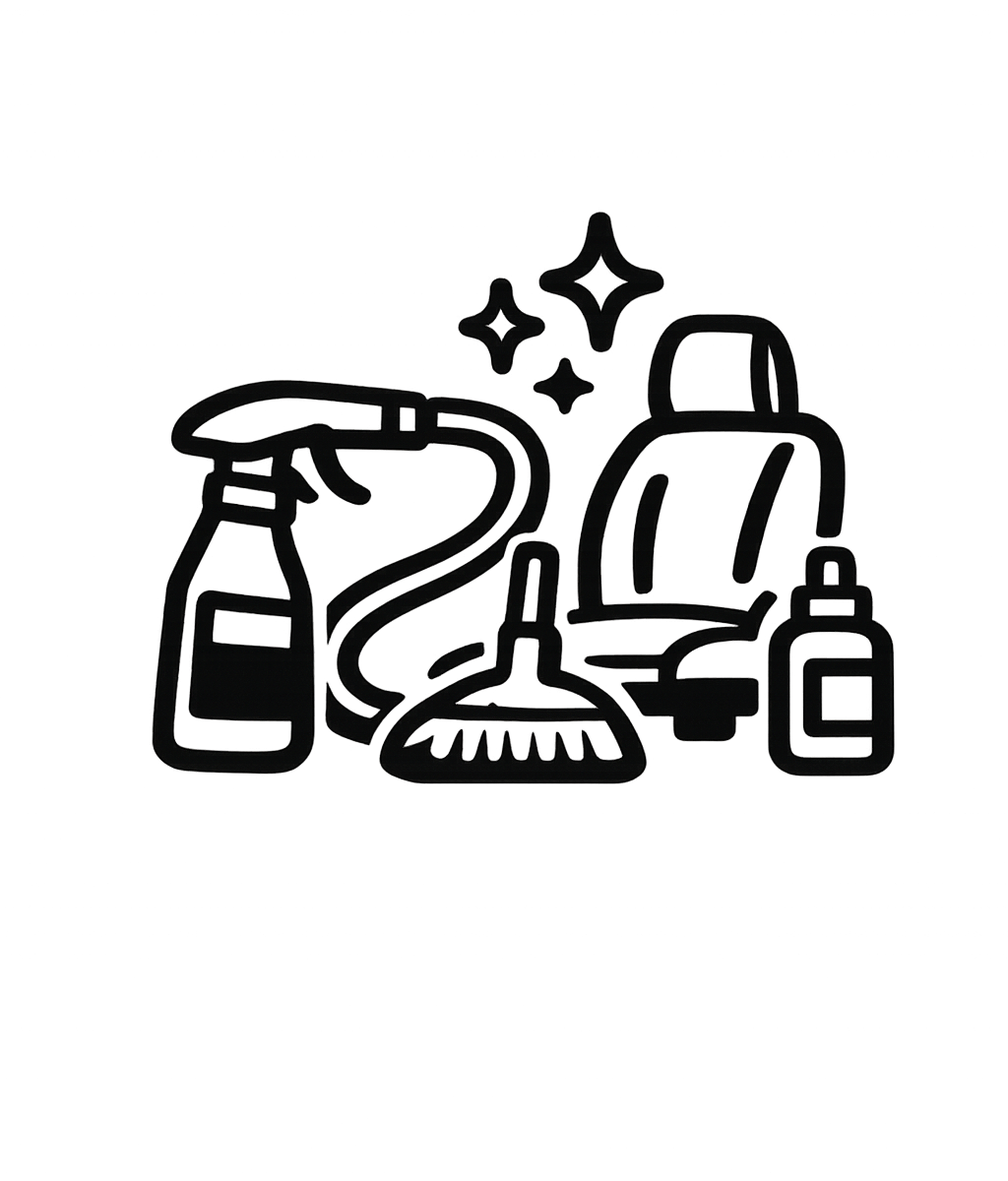 Interior car detailing service icon showing professional seat, vacuum, brush, and cleaning tools in Lake Nona, FL