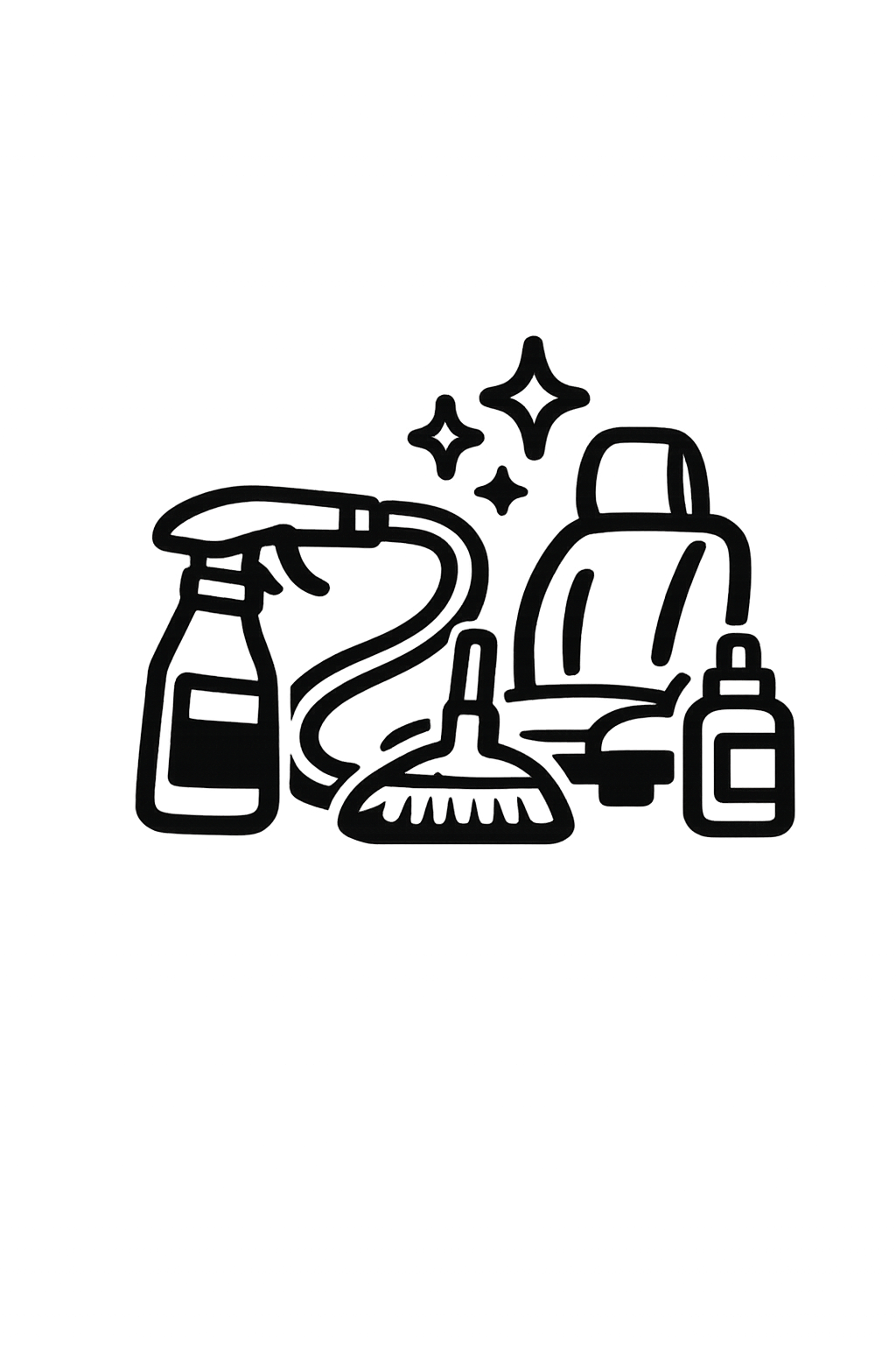 Interior car detailing service icon showing professional seat, vacuum, brush, and cleaning tools in Lake Nona, FL