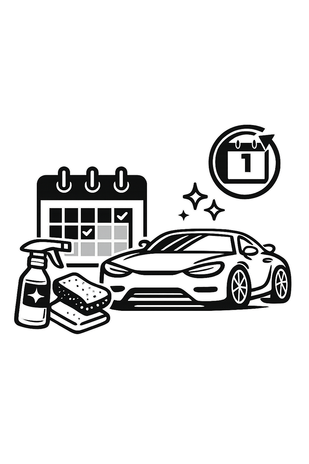 Monthly car detailing maintenance icon showing recurring service calendar and vehicle cleaning in Lake Nona, FL